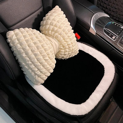 Talvine pehme plüüs universaalne autoistme kate Klassikaline mustvalge värvi istmematid Automaatne istmepadi Hoiab soojas Autotarvikud