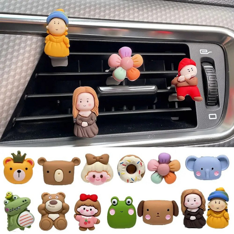 Kawaii auto õhutusklamber Auto sisekujundus Loomade konditsioneer Armas võluv koomiksikujundus tüdrukutele, naistele, autotarvikud