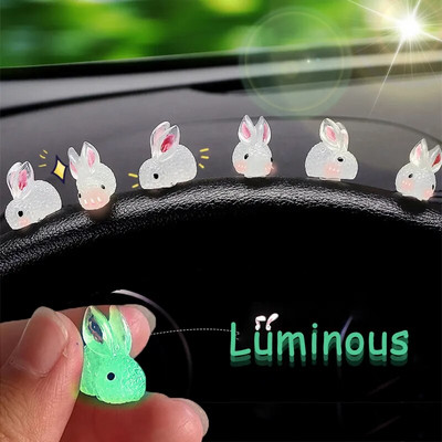 Χαριτωμένο Mini Bunny Car Στολίδι που εκπέμπει φως για Κεντρική Κονσόλα Αυτοκινήτου Τιμονιού πίσω καθρέφτη Φωτεινή διακόσμηση κουνελιού