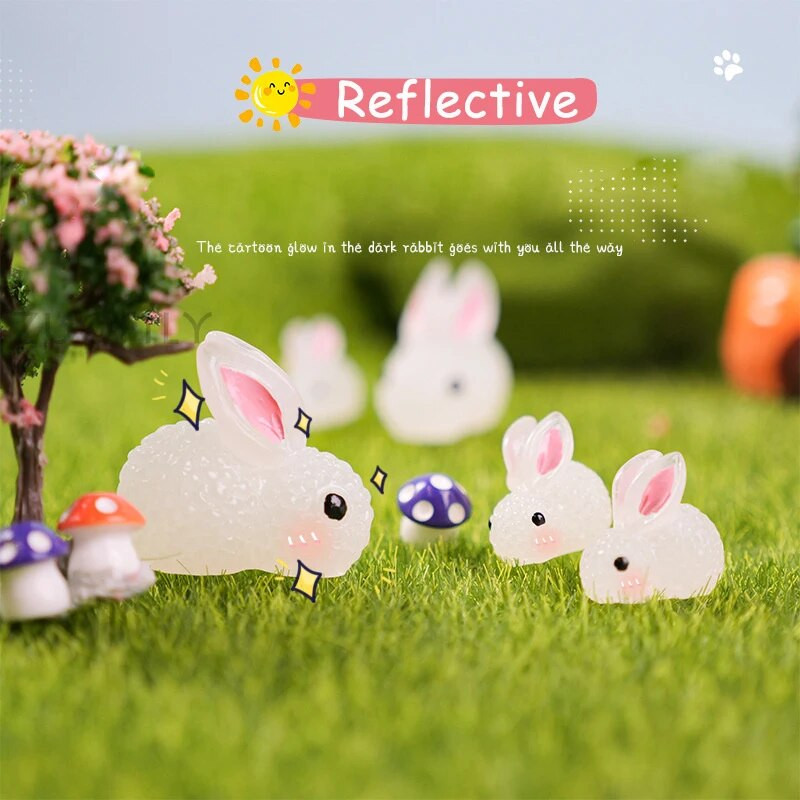 Ornament drăguț pentru mașină, mini iepuraș, care emite lumină pentru auto, consola centrală, volan, oglindă spate, decorație luminoasă de iepure