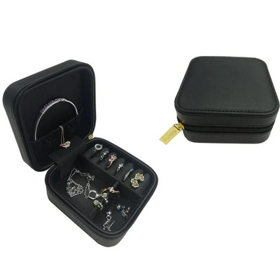 Pārnēsājama ceļojumu rotaslietu kastīte Gredzens kaklarota rokassprādze Auskari Glabāšana Augstas kvalitātes PU ādas rāvējslēdzējs rotaslietu organizatora kastīte Joyero