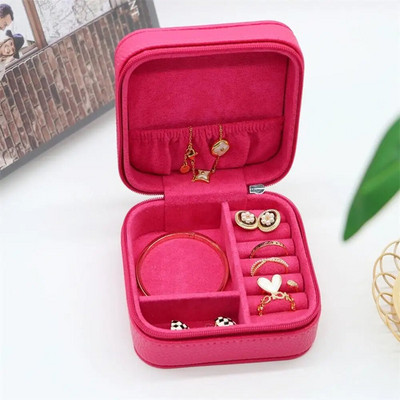Pārnēsājama ceļojumu rotaslietu kastīte Gredzens kaklarota rokassprādze Auskari Glabāšana Augstas kvalitātes PU ādas rāvējslēdzējs rotaslietu organizatora kastīte Joyero