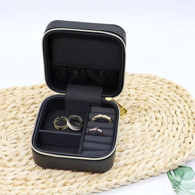 Pārnēsājama ceļojumu rotaslietu kastīte Gredzens kaklarota rokassprādze Auskari Glabāšana Augstas kvalitātes PU ādas rāvējslēdzējs rotaslietu organizatora kastīte Joyero