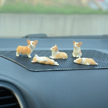 Табло за кола Играчки за кучета Аксесоари Украсете изящни кукли от смола Mini Corgi Орнамент Авто интериор Сладко кученце Декорации за подаръци