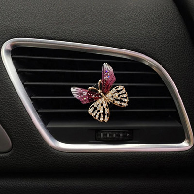 Butterfly automobilių kvepalų segtukas Dragonfly formos blizgus kalnų krištolas, automatinis oro išleidimo angos gaiviklis, kvepalų segtukas, skirtas automobilių priedų interjerui