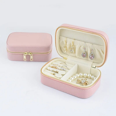 Mini kaasaskantav ehtekarp reisimiseks sõrmuse kõrvarõngad kaelakee käevõru hoidmiseks PU nahast tõmblukuga ehete karp Joyero