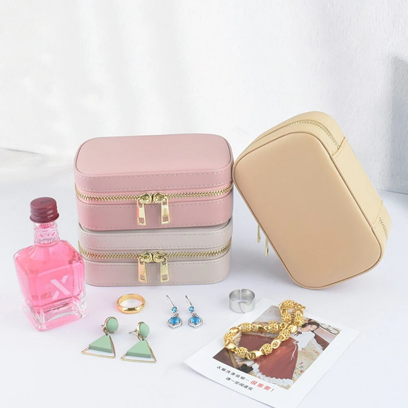 Mini kaasaskantav ehtekarp reisimiseks sõrmuse kõrvarõngad kaelakee käevõru hoidmiseks PU nahast tõmblukuga ehete karp Joyero