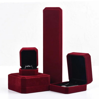 Υψηλής ποιότητας κόκκινο βελούδινο κοσμηματοπωλείο για πρόταση δώρου γαμήλιου πάρτι Κρεμαστό κολιέ Βραχιόλι Δαχτυλίδι Αποθήκευση Κουτί διοργανωτή κοσμημάτων