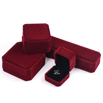 Висококачествена кутия за бижута от червено кадифе за предложение Подарък за сватбено парти Висулка Колие Гривна Съхранение на пръстен Кутия за бижута Органайзер