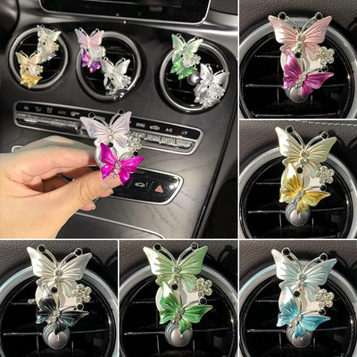 Odorizant Fluture Parfum de mașină pentru stilul de mașină Miros natural Aparat de aer condiționat Clip pentru aromaterapie cu diamant Accesorii auto Interior