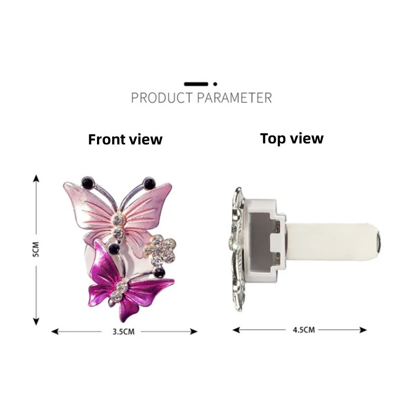 Butterfly õhuvärskendaja auto stiilis auto parfüüm Loomuliku lõhnaga õhukonditsioneer Teemant aroomiteraapia klamber Auto Aksessuaarid Interjöör