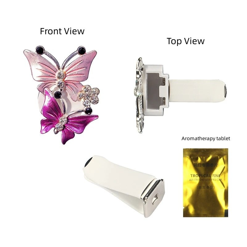 Butterfly õhuvärskendaja auto stiilis auto parfüüm Loomuliku lõhnaga õhukonditsioneer Teemant aroomiteraapia klamber Auto Aksessuaarid Interjöör