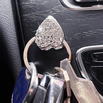 Heart Rhinestone Ένθετοι γάντζοι αυτοκινήτου Μάσκα για πορτοφόλι Κρεμαστό στήριγμα αυτοκινήτου Εσωτερικό Diamond Bling Bling Crystal Decor Μεταλλική πάστα Γάντζος