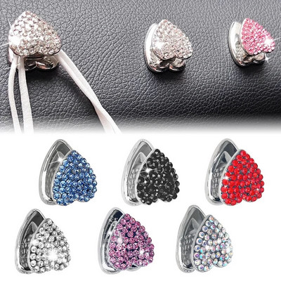 Heart Rhinestone Ένθετοι γάντζοι αυτοκινήτου Μάσκα για πορτοφόλι Κρεμαστό στήριγμα αυτοκινήτου Εσωτερικό Diamond Bling Bling Crystal Decor Μεταλλική πάστα Γάντζος