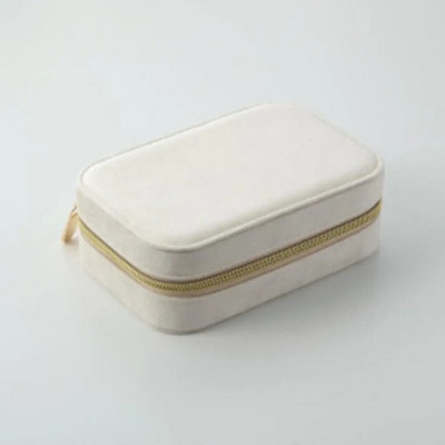 Cutie de bijuterii de călătorie din catifea cu două straturi, pentru femei, fete, cutie de depozitare multifuncțională, cu fermoar portabil, cutie organizatoare de bijuterii Joyero