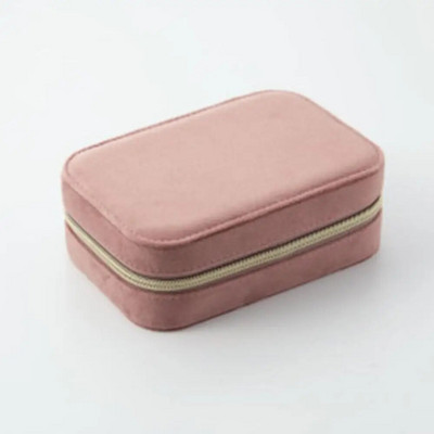 Cutie de bijuterii de călătorie din catifea cu două straturi, pentru femei, fete, cutie de depozitare multifuncțională, cu fermoar portabil, cutie organizatoare de bijuterii Joyero