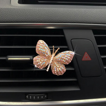 Щипка за парфюм с пеперуда за кола Цветна щипка за парфюм за освежител за въздух за кола с пеперуда Автомобилна декорация Аксесоари с кристали Интериор