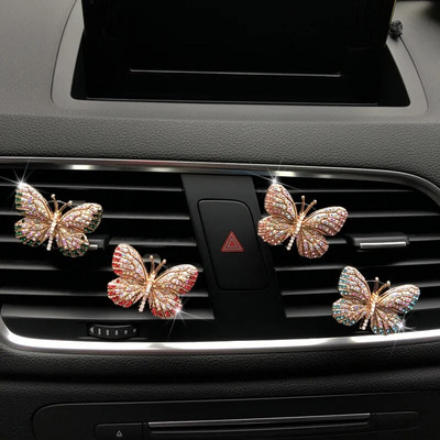 Butterfly auto smaržu saspraude Krāsains Butterfly auto gaisa atsvaidzinātājs smaržu klipsis Auto Decoration Auto Rhinestone aksesuāri interjers