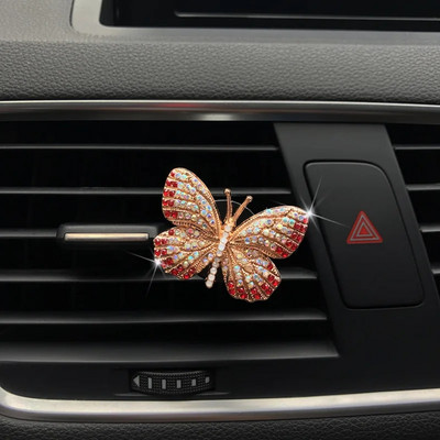 Butterfly auto parfüümi klamber Värviline Butterfly auto õhuvärskendaja parfüümi klamber Autodekoratsioon auto kividest tarvikud interjöör