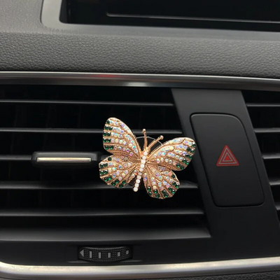 Butterfly auto parfüümi klamber Värviline Butterfly auto õhuvärskendaja parfüümi klamber Autodekoratsioon auto kividest tarvikud interjöör