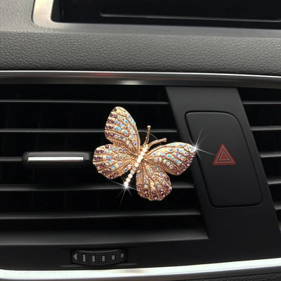 Butterfly auto parfüümi klamber Värviline Butterfly auto õhuvärskendaja parfüümi klamber Autodekoratsioon auto kividest tarvikud interjöör