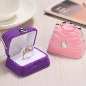 Νέο Δαχτυλίδι Flannelette για κρεμαστά σκουλαρίκια Stud κολιέ Οργανωτής δώρου Ροζ μωβ τσάντα σε σχήμα Μόδας Μίνι κοσμηματοπωλείο