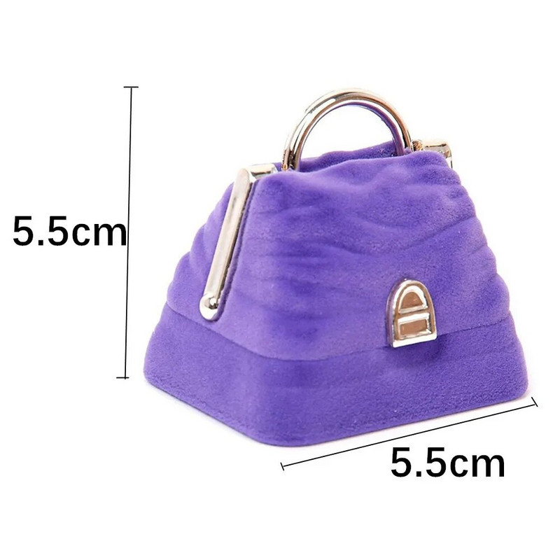 Νέο Δαχτυλίδι Flannelette για κρεμαστά σκουλαρίκια Stud κολιέ Οργανωτής δώρου Ροζ μωβ τσάντα σε σχήμα Μόδας Μίνι κοσμηματοπωλείο