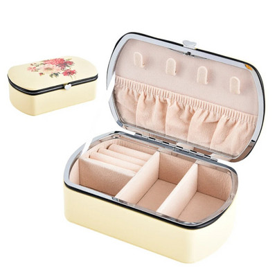 Kõrgekvaliteediline ehtekarp reisisõrmuste jaoks, kõrvarõngad, ripats, kaelakee, hoiuvitriin, PU-nahast kaasaskantav ehete karp