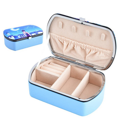 Kõrgekvaliteediline ehtekarp reisisõrmuste jaoks, kõrvarõngad, ripats, kaelakee, hoiuvitriin, PU-nahast kaasaskantav ehete karp