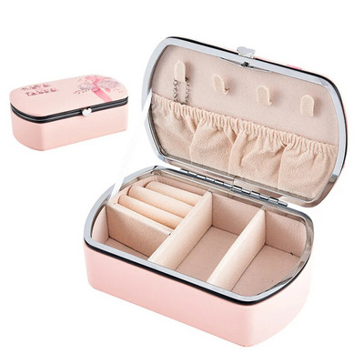 Kõrgekvaliteediline ehtekarp reisisõrmuste jaoks, kõrvarõngad, ripats, kaelakee, hoiuvitriin, PU-nahast kaasaskantav ehete karp