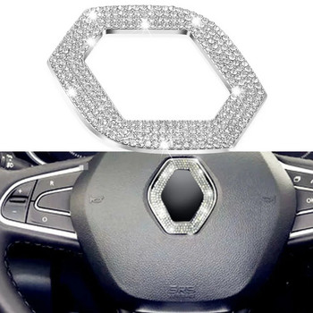 Лого на волана на автомобила Метален диамантен кристален стикер за Renault Megane 2 3 Clio 4 Captur Kadjar Fluence Koleo Аксесоари