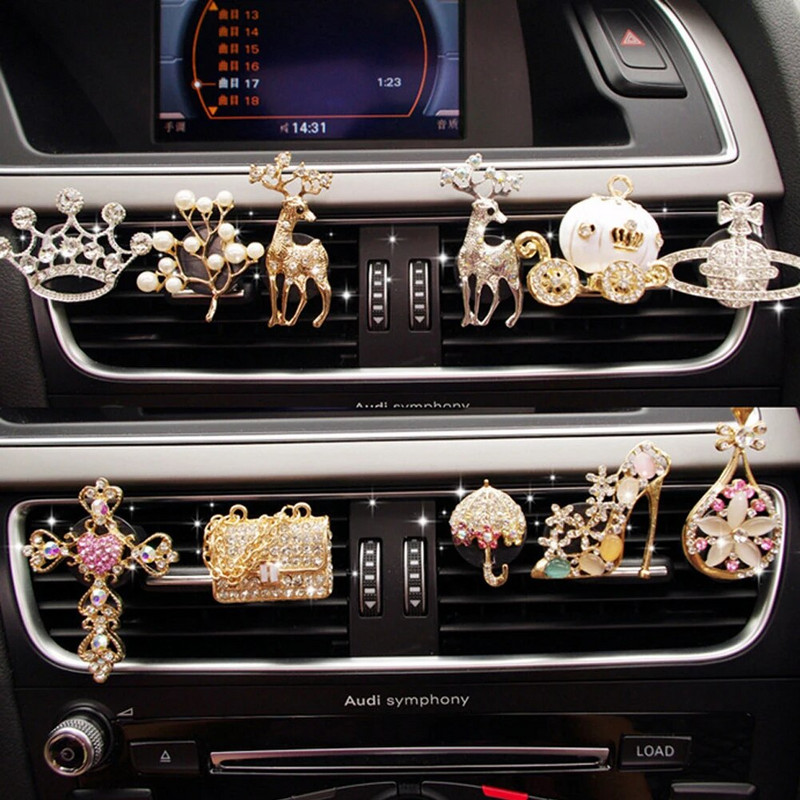 Uus Diamond Flower Deer Crown Cross Car Styling õhuvärskendaja parfüüm autodele, õhukonditsioneerile õhutusava lõhnaga mänguasjad autotarvikud