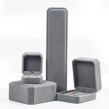 Висококачествена кадифена кутия за бижута, пръстен, колие, гривна, съхранение, подарък, опаковъчна кутия, сива изискана кутия за бижута, органайзер Joyero