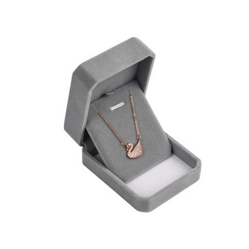 Υψηλής ποιότητας βελούδινο κοσμηματοπωλείο Δαχτυλίδι κολιέ Βραχιόλι αποθήκευσης δώρου Κουτί συσκευασίας Γκρι Exquisite Jewelry Organizer Box Joyero