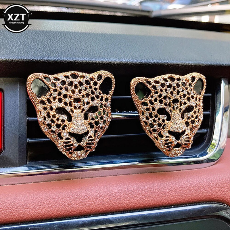 Car Air Vent Perfume Clip Charms Crystal Leopard Aromatherapy Diffuser αιθέριων ελαίων Μόδα διακόσμηση αυτοκινήτου Charms στρας