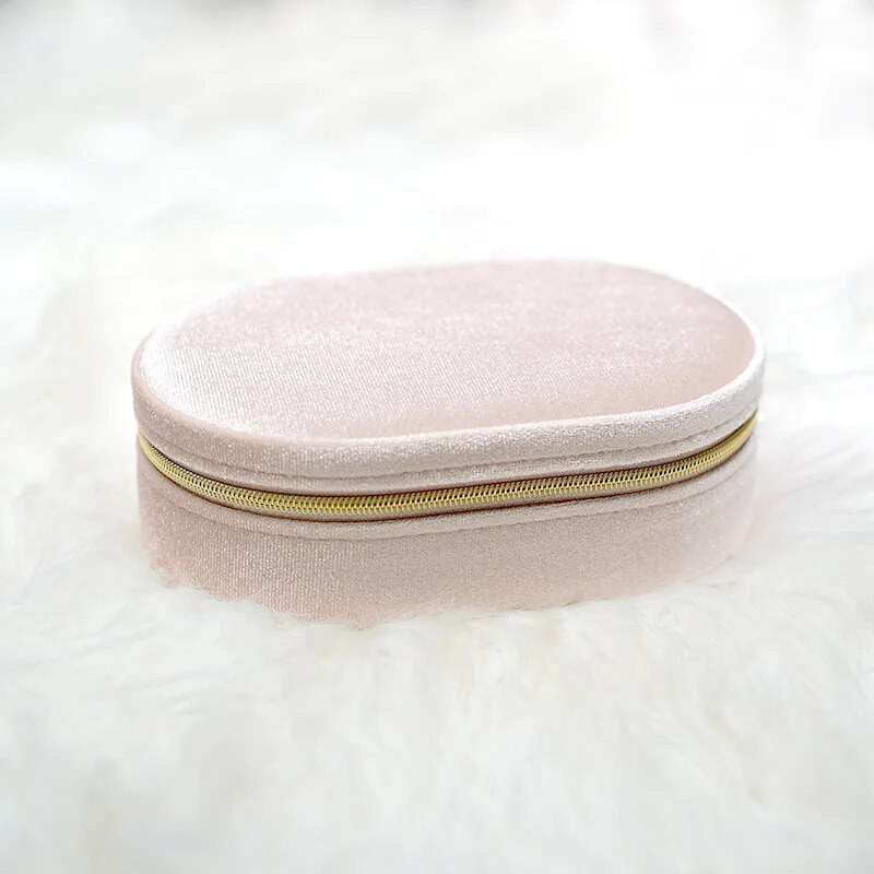 Ovāla flaneļa juvelierizstrādājumu organizatora kastīte ceļojumiem auskari Kaklarota Gredzens Kāzu dāvanu uzglabāšana Pārnēsājama PU ādas juvelierizstrādājumu kastīte Joyero