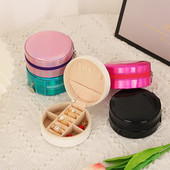 PU-nahast ehtekarp reisi kaasaskantav sõrmus kaelakee kõrvarõngad korraldaja Creative Mirror Gradient ümmargune ehete hoiukarp