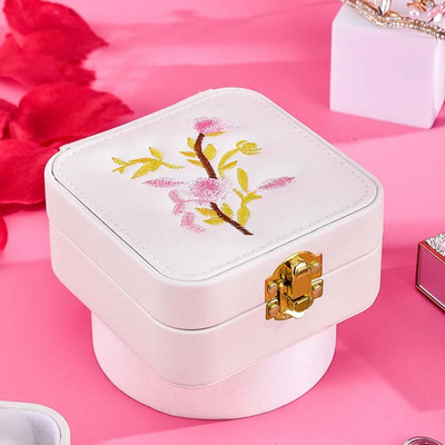 Uus LED-valgusega ehtekarp koos peegli lilltikandiga reisisõrmus Kõrvarõngad kaelakee korraldaja Flip Cover vitriin hoiukohver