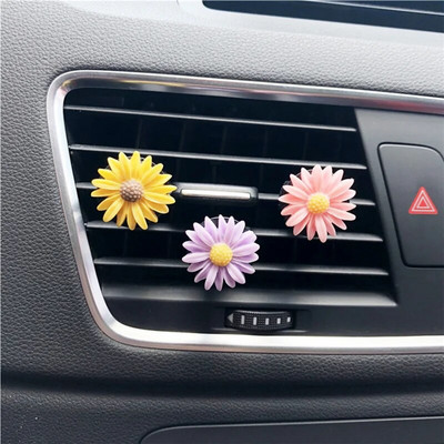 1pc Car Air Freshener Flowers Vent Clip Perfume Daisy Diffuser Essential Accessories For Girls Freshner Air Scent