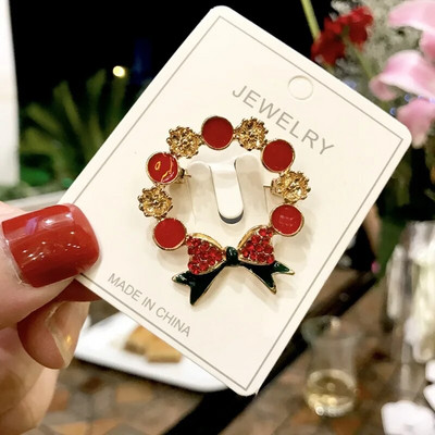 Jõuluemailiga pross Lumememm Jõuluvana Puupärg Metallist nööpnõelad Moeehted Kingitus naistele Häid jõule kaunistuskingitused