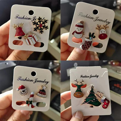 3db/készlet Karácsonyi ajándék nőknek Férfi Bross Zománc Pins Mikulás Harang Elk Hópehely karácsonyfa bross Gyerek újévi tű