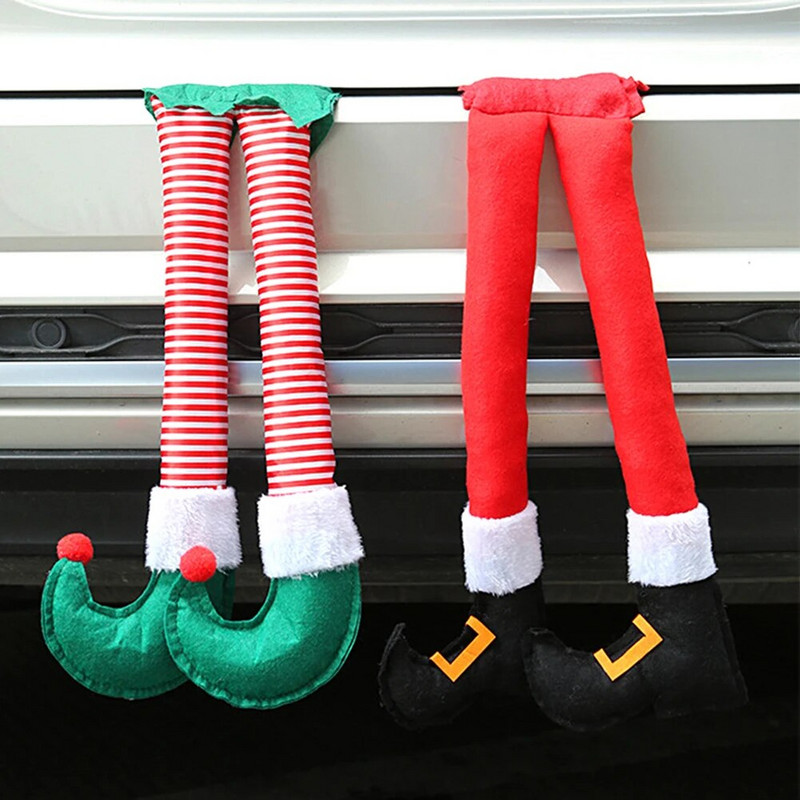 Ziemassvētku rūķītis Ziemassvētku vecīša kājas Ziemassvētku rūķu kāju dekors Automašīnu rotājumi Audums Elf kājas Labākās dāvanas Svētku plīša lelles bērniem bērniem