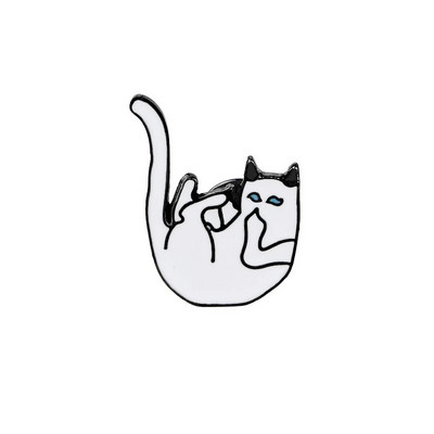 Multifilm Loomade prossid Must Valge Paar Kass Kala Luu Emailnõelad Riided Kaelarihm Reväärinõel Kott Metallist Märgid Ehted Armastajale