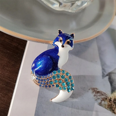 Broševi od kristalne emajlirane lisice za žene, uniseks, lijepi cirkon, broš za zabavu, uredski broš, igla, novogodišnji nakit