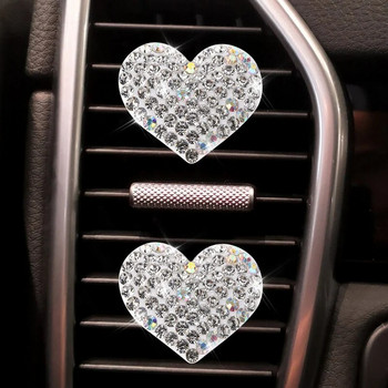Щипка за ароматерапия за кола във формата на сърце, креативна щипка за автомобилен климатик с кристали, изход за въздух, щипка за декорация на парфюми, аксесоари за кола