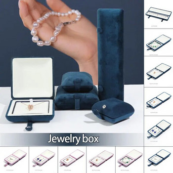 Κουμπί βελούδινο κοσμηματοπωλείο Ροζ βασιλικό μπλε κολιέ βραχιόλι Δαχτυλίδι μενταγιόν Δώρο γαμήλιου πάρτι Κορυφαίο κουτί διοργανωτή κοσμημάτων