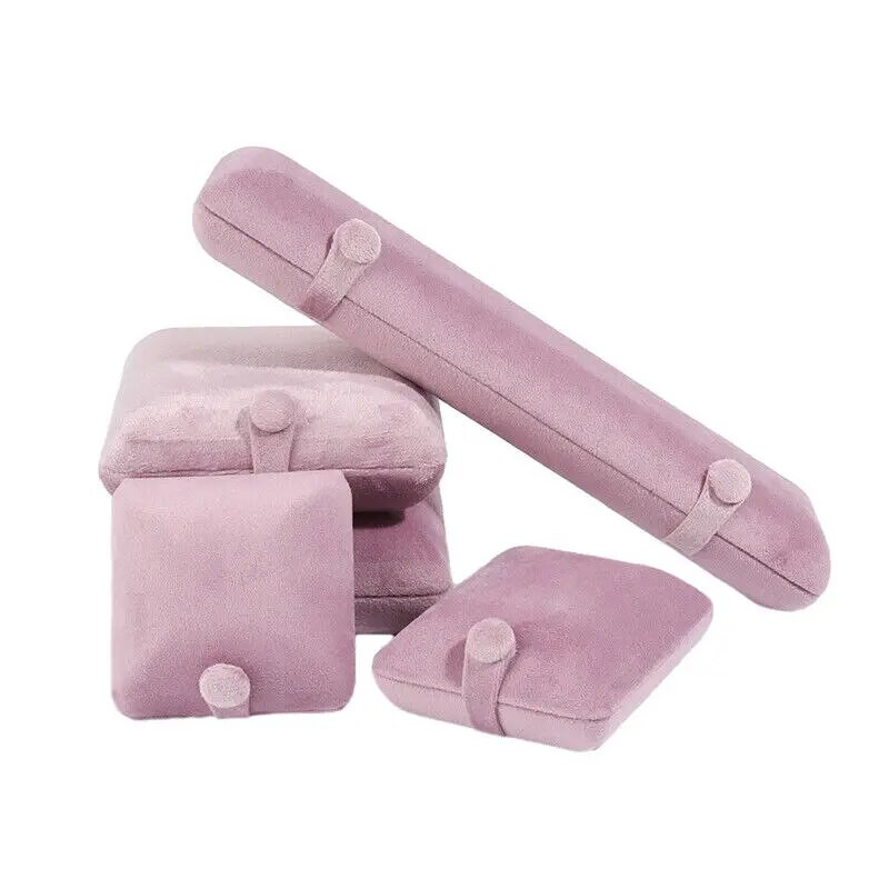 Nööbiga sametest ehtekarp Roosa kuninglik sinine kaelakee käevõru sõrmus ripats pulmapeo kingitus kõrgekvaliteediliste ehete karp