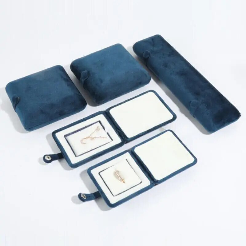 Nööbiga sametest ehtekarp Roosa kuninglik sinine kaelakee käevõru sõrmus ripats pulmapeo kingitus kõrgekvaliteediliste ehete karp