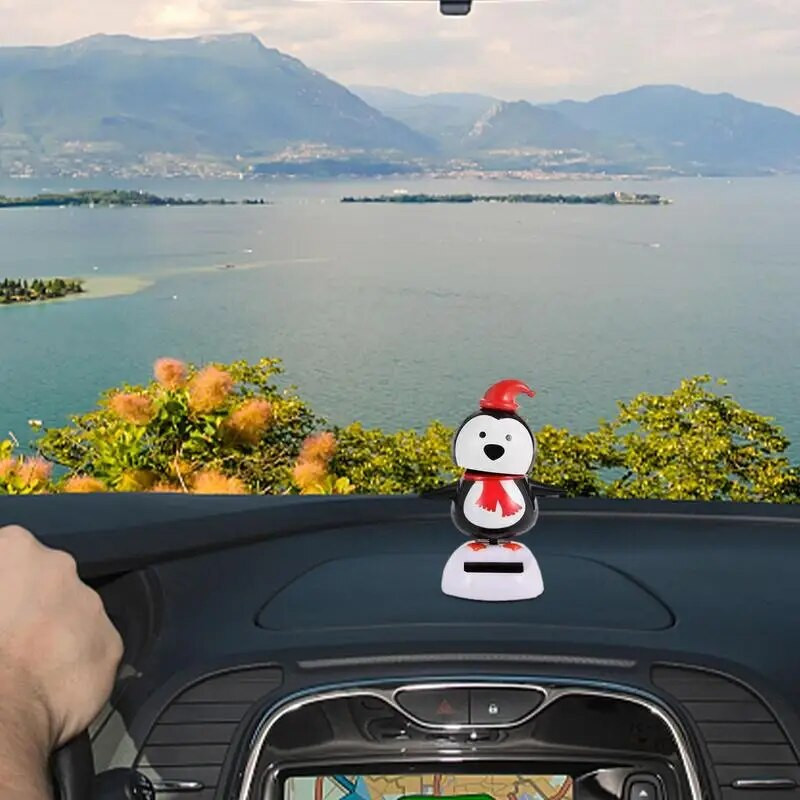 Jucării de dans cu energie solară de Crăciun Jucării solare de Crăciun Ornamente de dans Mașină drăguță care scutură capul păpușă Elan Moș Crăciun Om de zăpadă Pinguin