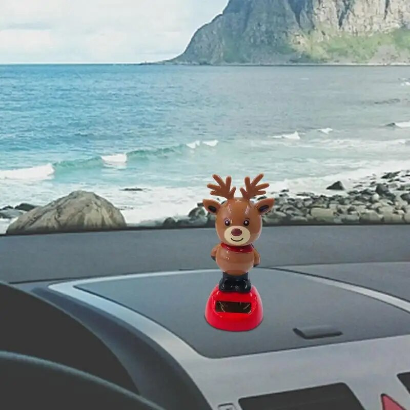 Jucării de dans cu energie solară de Crăciun Jucării solare de Crăciun Ornamente de dans Mașină drăguță care scutură capul păpușă Elan Moș Crăciun Om de zăpadă Pinguin